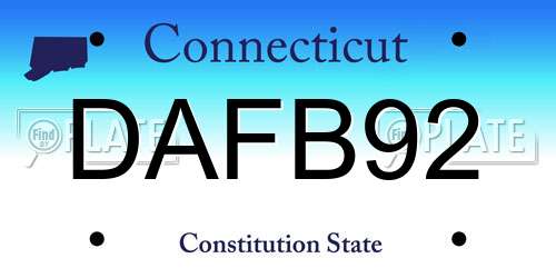 DAFB92 Connecticut License Plate