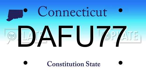 DAFU77 Connecticut License Plate