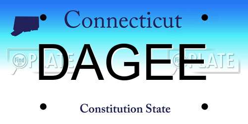 DAGEE Connecticut License Plate