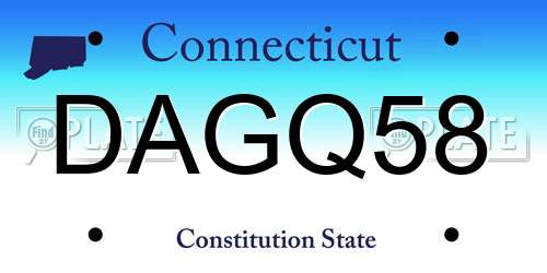 DAGQ58 Connecticut License Plate
