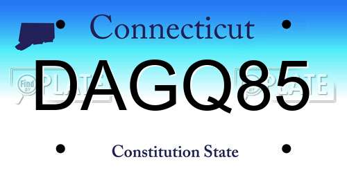 DAGQ85 Connecticut License Plate