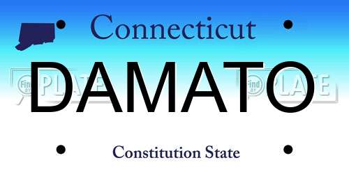 DAMATO Connecticut License Plate