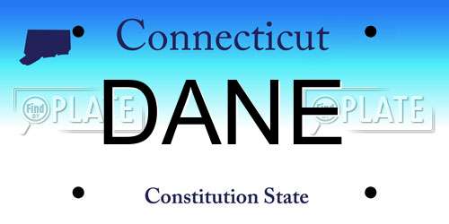 DANE Connecticut License Plate