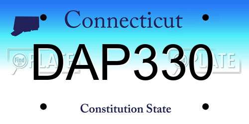 DAP330 Connecticut License Plate