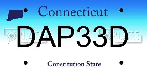 DAP33D Connecticut License Plate