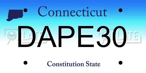 DAPE30 Connecticut License Plate