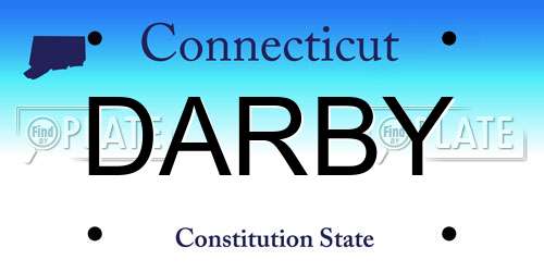 DARBY Connecticut License Plate