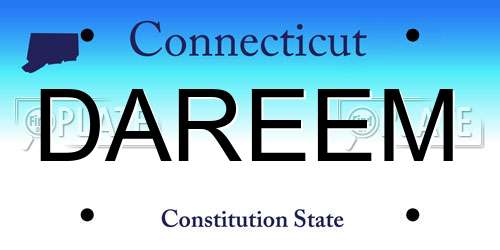 DAREEM Connecticut License Plate