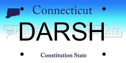DARSH Connecticut License Plate