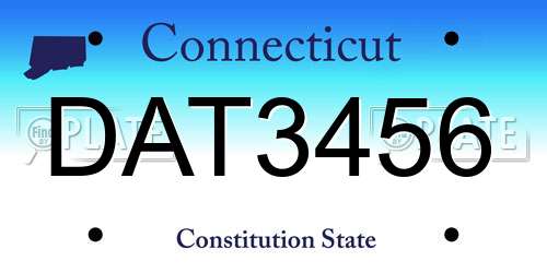 DAT3456 Connecticut License Plate