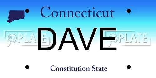 DAVE Connecticut License Plate