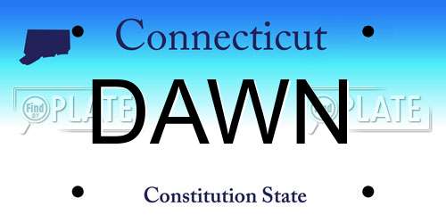 DAWN Connecticut License Plate