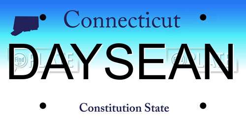 DAYSEAN Connecticut License Plate