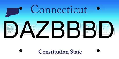DAZBBBD Connecticut License Plate