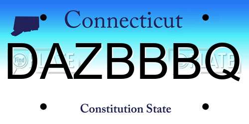 DAZBBBQ Connecticut License Plate