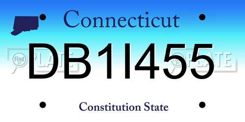 DB1I455 Connecticut License Plate