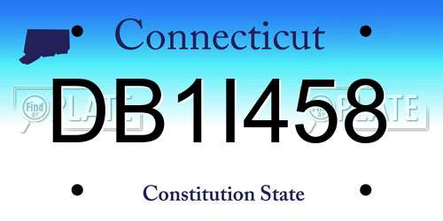 DB1I458 Connecticut License Plate