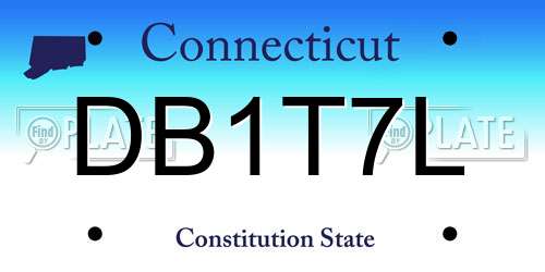 DB1T7L Connecticut License Plate