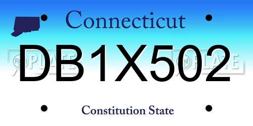 DB1X502 Connecticut License Plate
