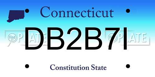 DB2B7I Connecticut License Plate