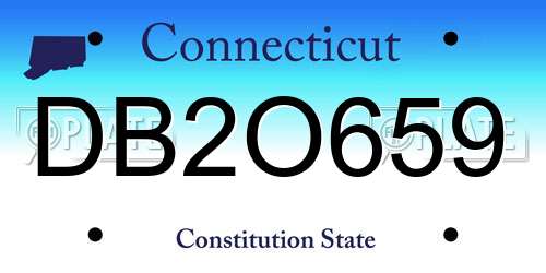 DB2O659 Connecticut License Plate