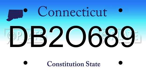 DB2O689 Connecticut License Plate