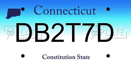 DB2T7D Connecticut License Plate