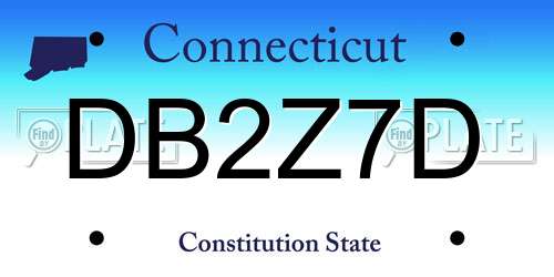 DB2Z7D Connecticut License Plate