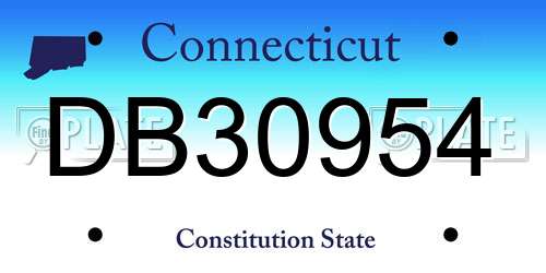DB30954 Connecticut License Plate