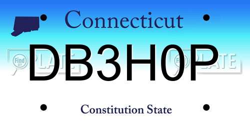 DB3H0P Connecticut License Plate