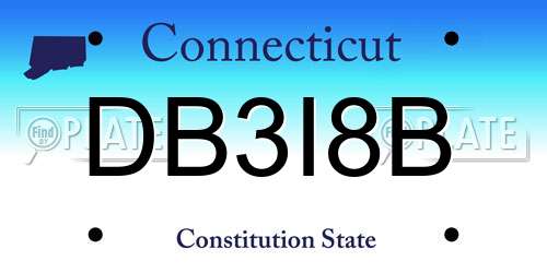 DB3I8B Connecticut License Plate