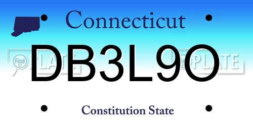 DB3L9O Connecticut License Plate