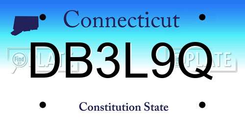 DB3L9Q Connecticut License Plate