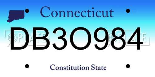 DB3O984 Connecticut License Plate