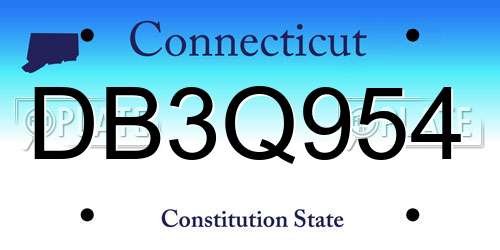 DB3Q954 Connecticut License Plate