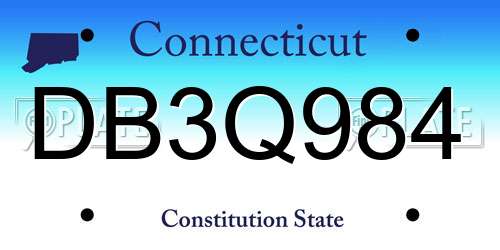 DB3Q984 Connecticut License Plate