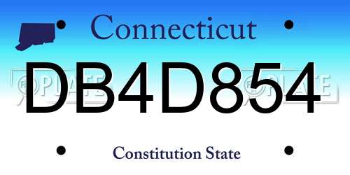 DB4D854 Connecticut License Plate