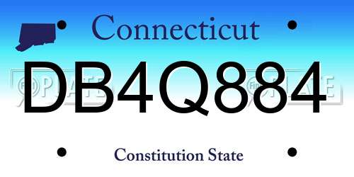 DB4Q884 Connecticut License Plate
