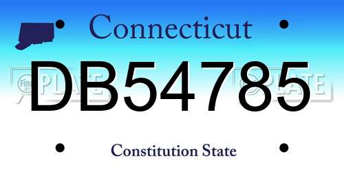 DB54785 Connecticut License Plate