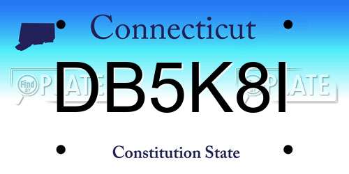 DB5K8I Connecticut License Plate