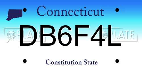 DB6F4L Connecticut License Plate