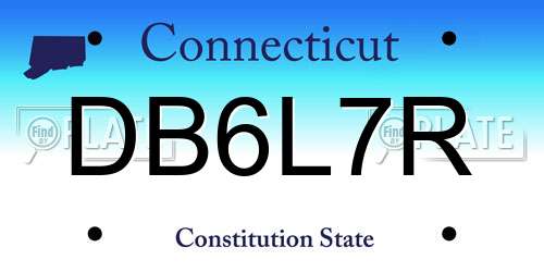 DB6L7R Connecticut License Plate