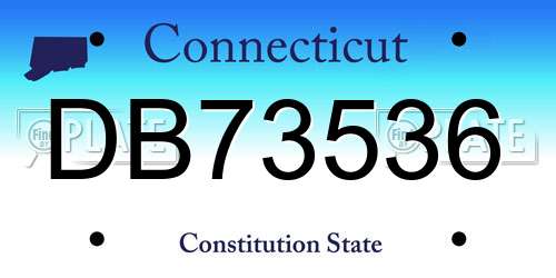 DB73536 Connecticut License Plate