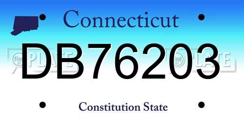 DB76203 Connecticut License Plate