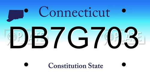 DB7G703 Connecticut License Plate