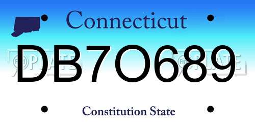 DB7O689 Connecticut License Plate