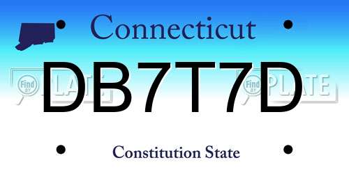 DB7T7D Connecticut License Plate