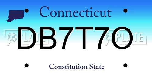 DB7T7O Connecticut License Plate