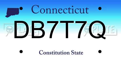 DB7T7Q Connecticut License Plate