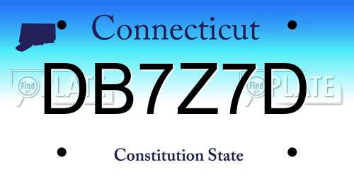 DB7Z7D Connecticut License Plate